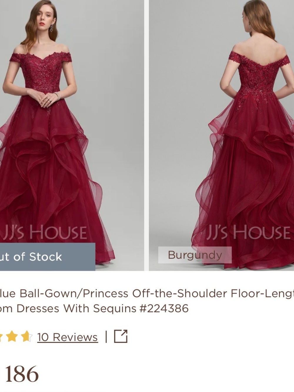 JJs House- Ball-Gown/Princess Off-the-Shoulder Size 12 - Picture 7 of 7